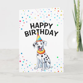 Tecknad Dalmatien Hund med Party Hat Birthday Kort