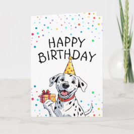Tecknad Dalmatien med Gift Birthday Kort