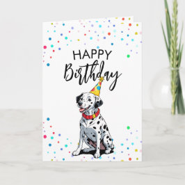Tecknad Dalmatisk Hund med Konfetti födelsedag Kort