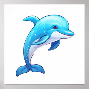 Tecknad delfin illustration poster