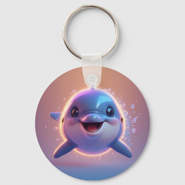 🐬 Tecknad delfin Söt ocean-djur present 🐬 Nyckelring (Framsida)