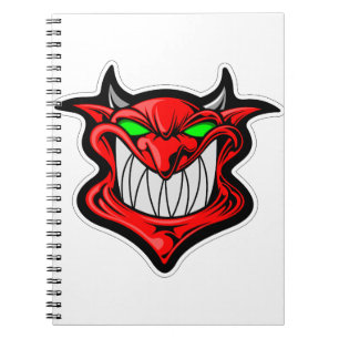 Tecknad demon ansikte head satan anteckningsbok