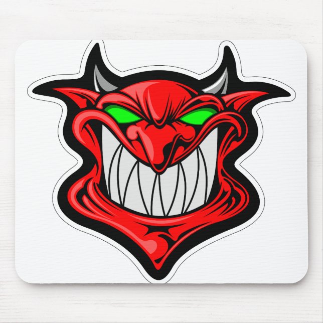 Tecknad demon ansikte head satan musmatta (Framsidan)
