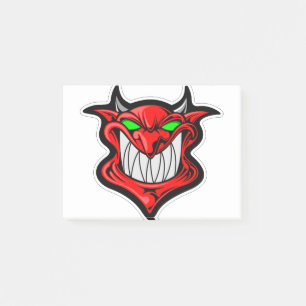 Tecknad demon ansikte head satan post-it block
