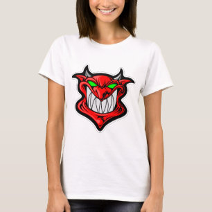 Tecknad demon ansikte head satan t shirt