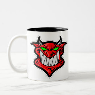 Tecknad demon ansikte head satan Två-Tonad mugg