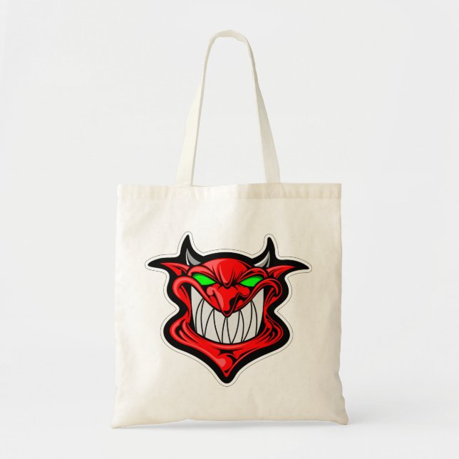 Tecknad demon ansikte head satan tygkasse (Framsidan)