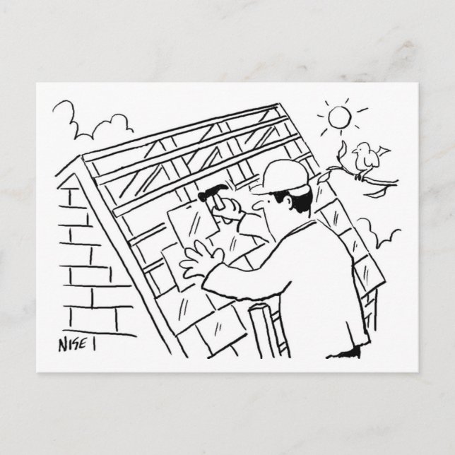 Tecknad design för takläggningstjänster vykort (Framsida)