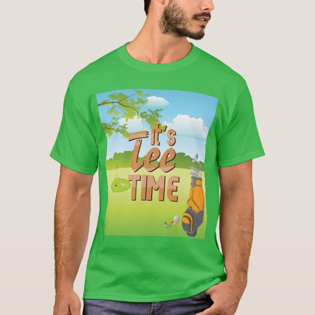 Tecknad "Det är dags" på Golf Course T Shirt (Framsida)