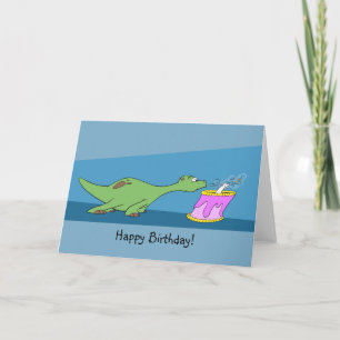Tecknad Dinosaur Birthday Kort