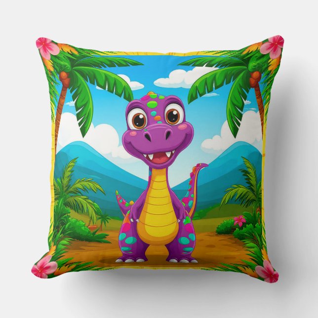 Tecknad dinosaurie i en tropisk scen kudde (Framsida)