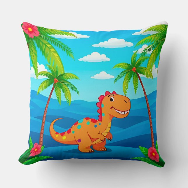 Tecknad dinosaurie i en tropisk scen kudde (Framsida)