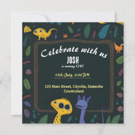 Tecknad dinosaurier 1:a födelsedag inbjudan