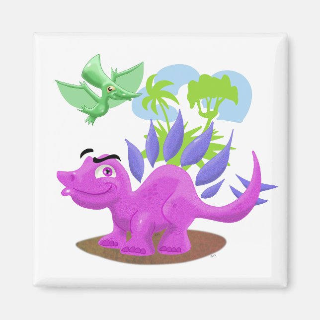 Tecknad Dinosaurs Magnet (Framsidan)