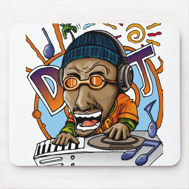 Tecknad DJ-teckendesign Musmatta (Framsidan)