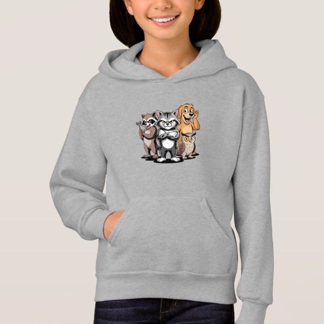 Tecknad djurteam-karaktärillustration t shirt (Framsida)