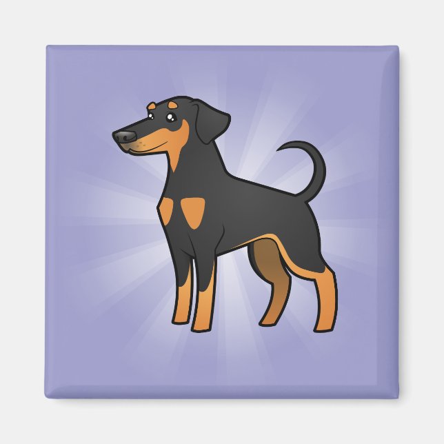 Tecknad Doberman Pinscher (diskett öron) Magnet (Framsidan)