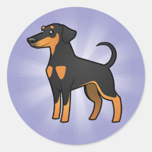 Tecknad Doberman Pinscher (diskett öron) Runt Klistermärke