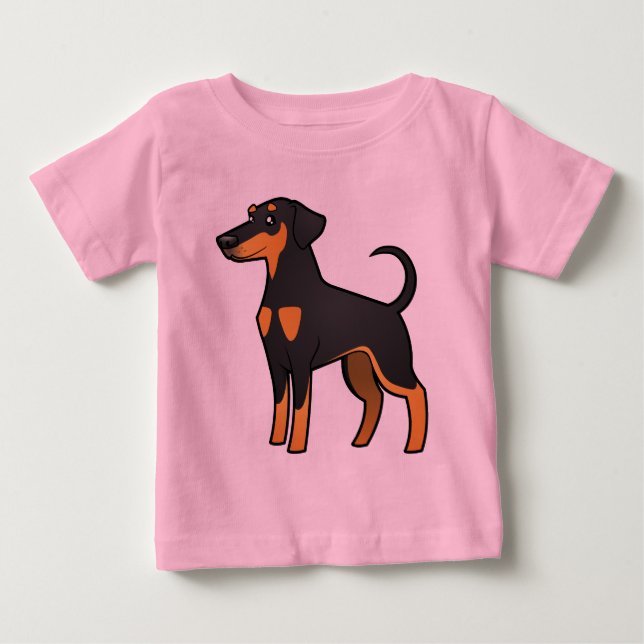 Tecknad Doberman Pinscher (diskett öron) T-shirt (Framsida)