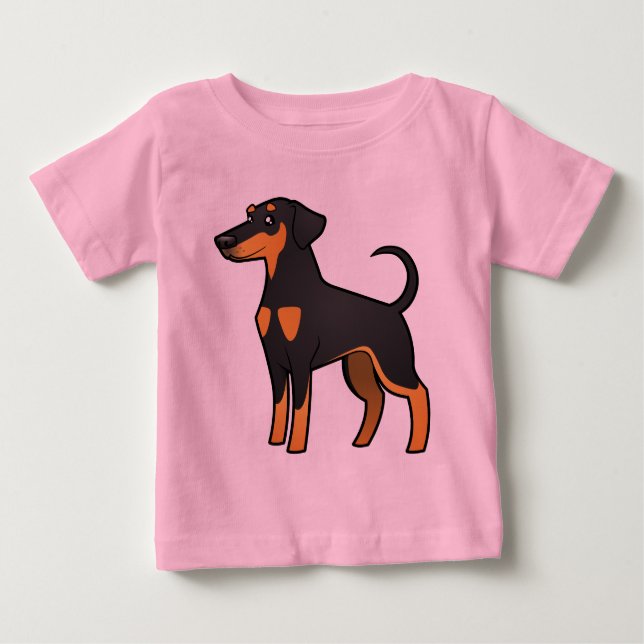 Tecknad Doberman Pinscher (diskett öron) Tee (Framsida)