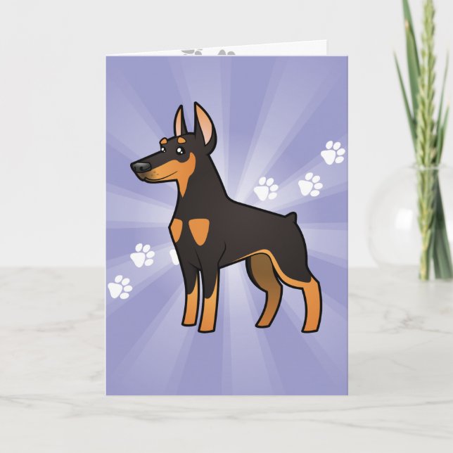 Tecknad Doberman Pinscher (öron) Kort (Framsida)