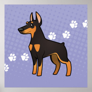 Tecknad Doberman Pinscher (öron) Poster