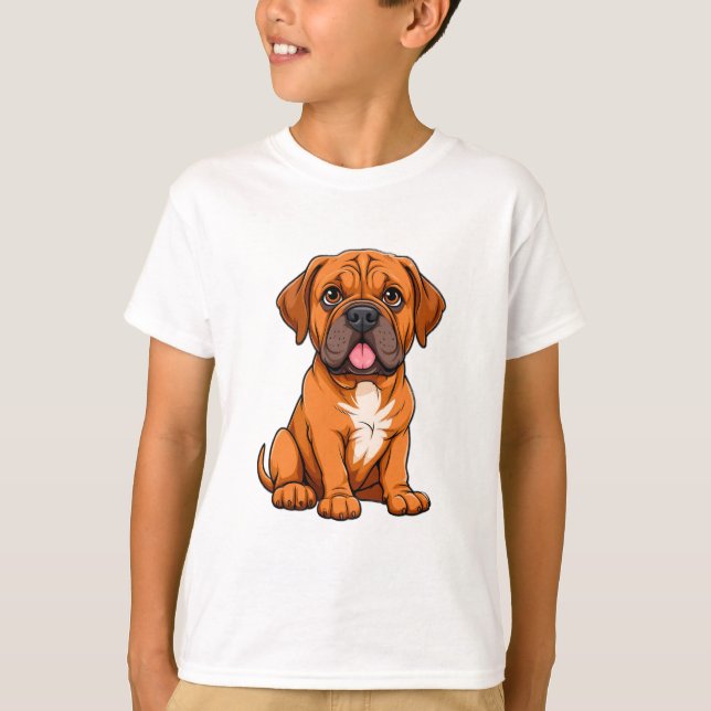 Tecknad Dogue de Bordeaux-valp med sött uttryck T Shirt (Framsida)