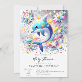 Tecknad Dolphin Baby Shower Inbjudningar