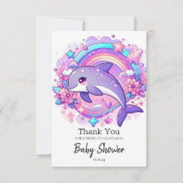 Tecknad Dolphin Baby Shower Tack Kort