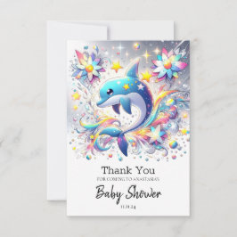 Tecknad Dolphin Baby Shower Tack Kort