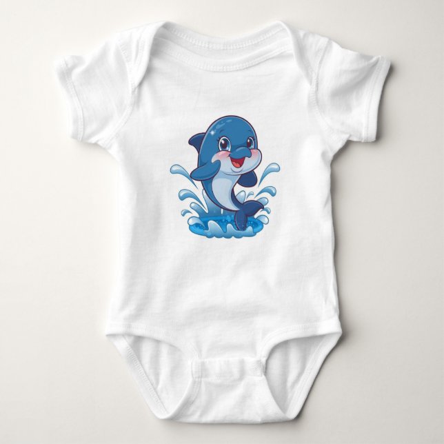 Tecknad Dolphin Splashin Joy" T Shirt (Framsida)
