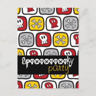 Tecknad Döskallar & Bones Mönster Halloween fest Inbjudan Vykort