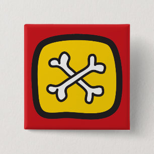 Tecknad Döskallars & Bones Halloween Roligt Party- Knapp