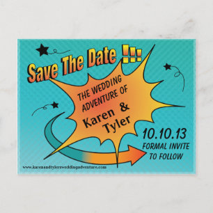 Tecknad Dot Save Date Meddelande Vykort