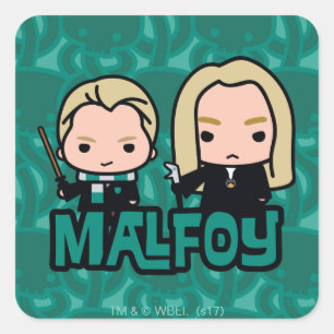 Tecknad Draco och Lucius Malfoy Art Fyrkantigt Klistermärke