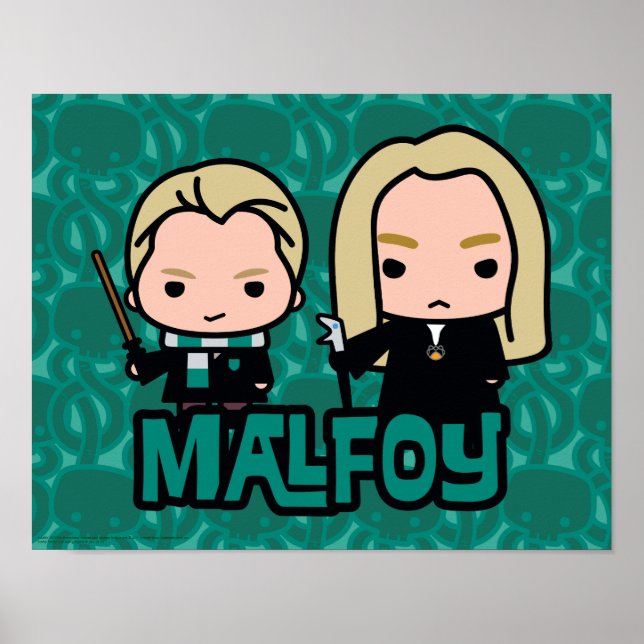 Tecknad Draco och Lucius Malfoy Art Poster (Framsidan)