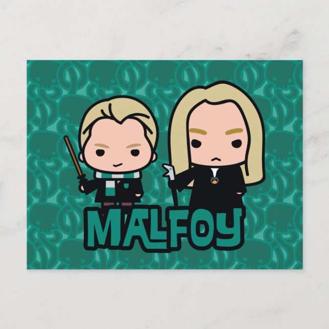 Tecknad Draco och Lucius Malfoy Art Vykort (Framsida)