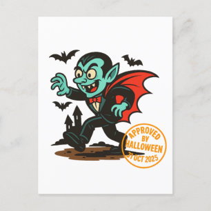 Tecknad Dracula Vampire - Godkänd av Halloween Helg Vykort