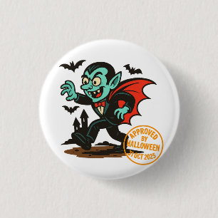 Tecknad Dracula Vampire - Godkänd av Halloween Knapp