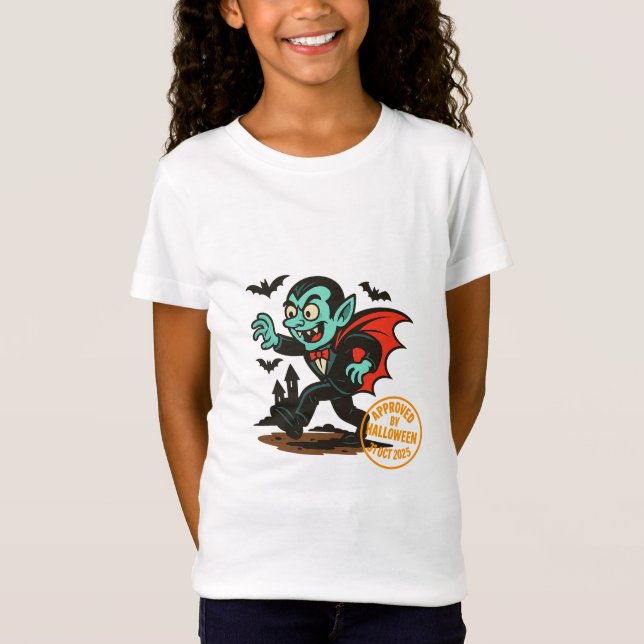 Tecknad Dracula Vampire - Godkänd av Halloween T Shirt (Framsida)