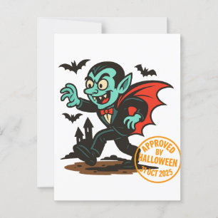Tecknad Dracula Vampire - Godkänd av Halloween Vykort