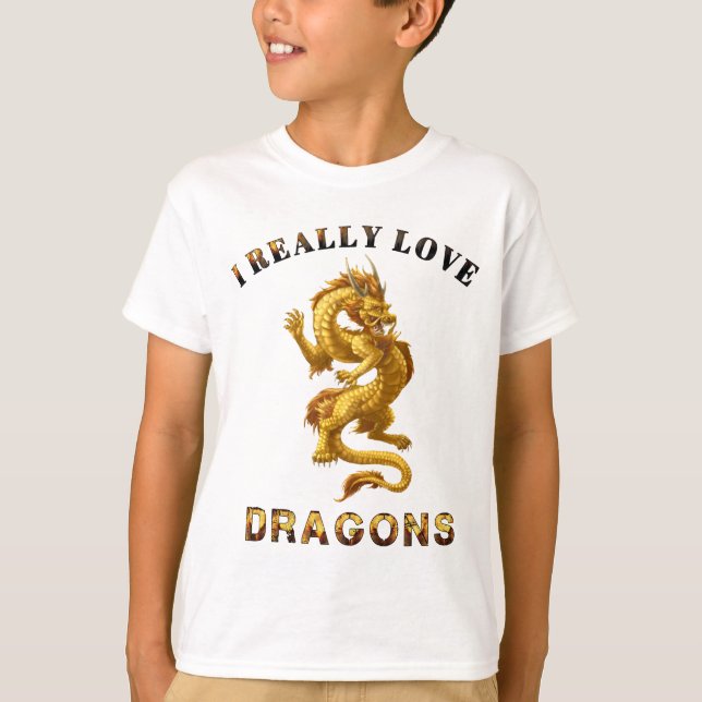 Tecknad Dragon Älskare Apparel. T Shirt (Framsida)