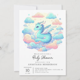 Tecknad Dragon Baby Shower Inbjudningar