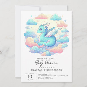 Tecknad Dragon Baby Shower Inbjudningar