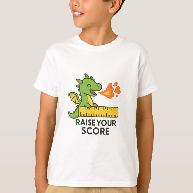 Tecknad Dragon Ruler Sticker - Cute School T Shirt (Framsida)