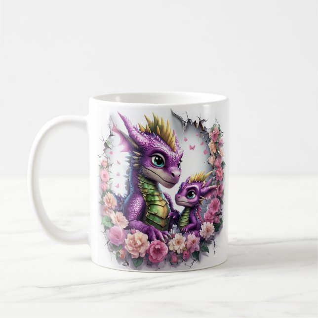Tecknad Dragons Celebrate Mors dag Kaffemugg (Vänster)