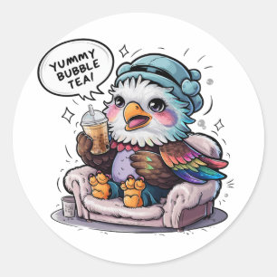 Tecknad Eagle: Mysigt, Kawaii Vibes Runt Klistermärke