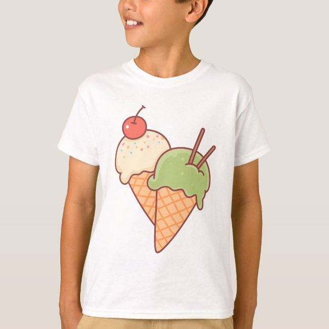 Tecknad efterrättströja för pojkar t shirt (Framsida)