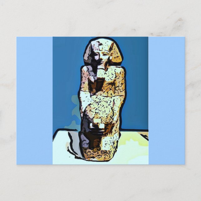 Tecknad Egyptian Statue Vykort (Framsida)