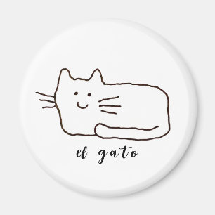 Tecknad El Gato Katt Klotter Linje Magnet